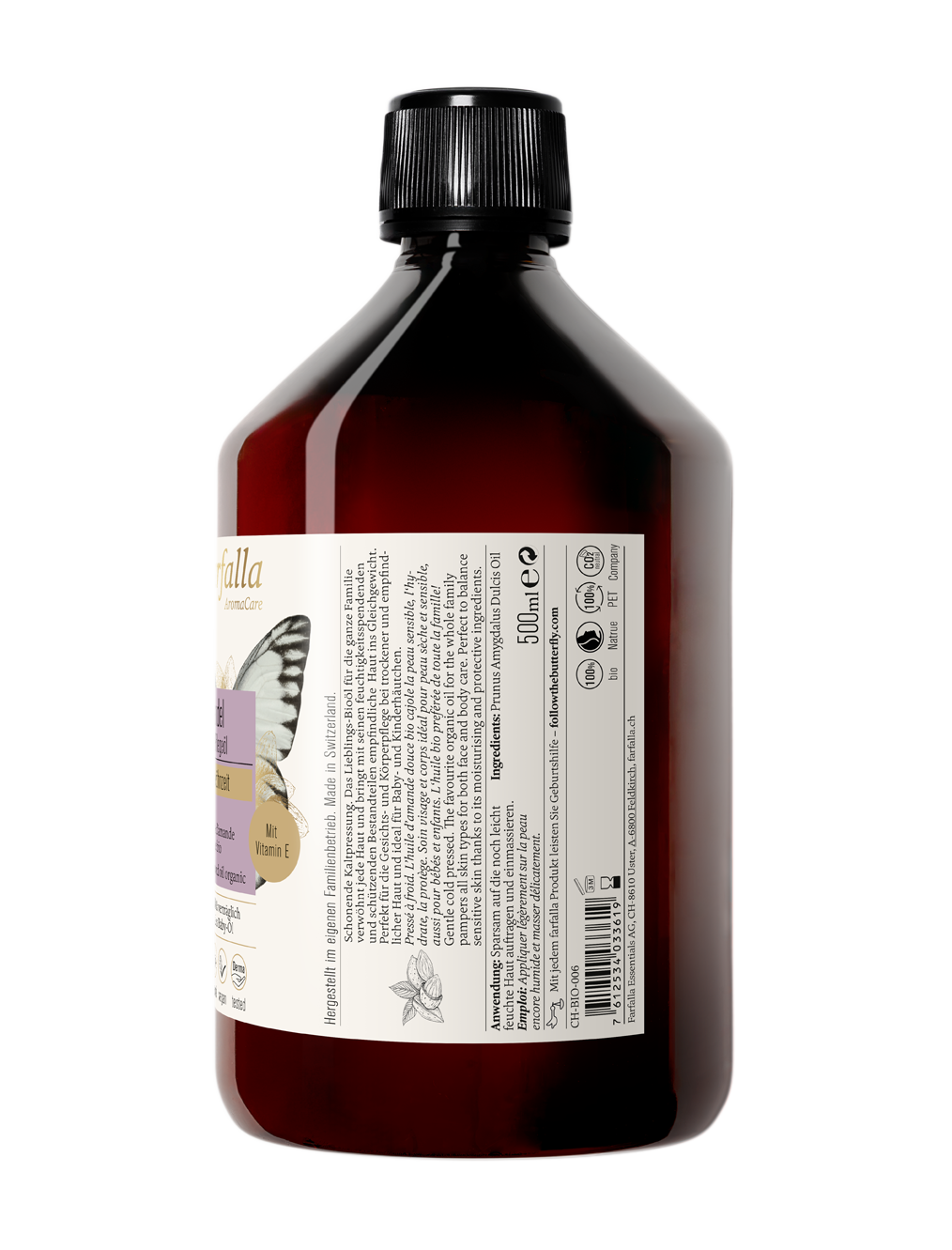 Farfalla – Mandel Bio-Pflegeöl, Verwöhnzeit, 500 ml