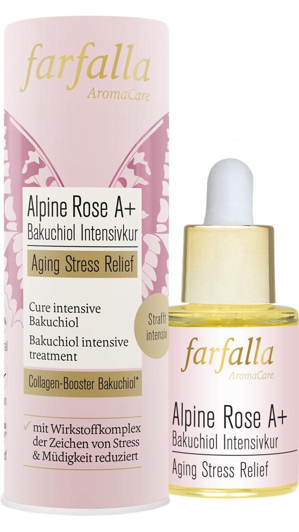 Farfalla Alpine Rose A+ Bakuchiol Intensivkur, Aging Stress Relief, 15ml