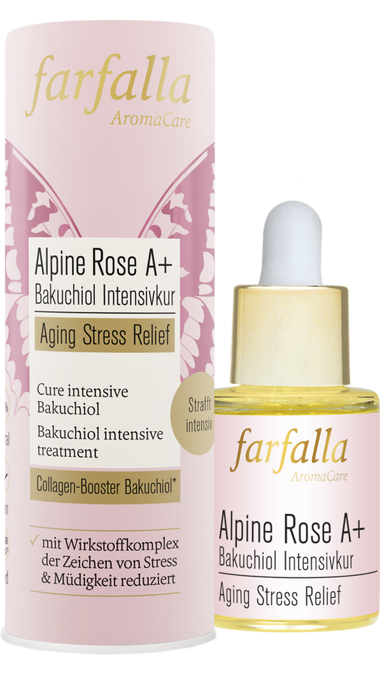 Farfalla Alpine Rose A+ Bakuchiol Intensivkur, Aging Stress Relief, 15ml