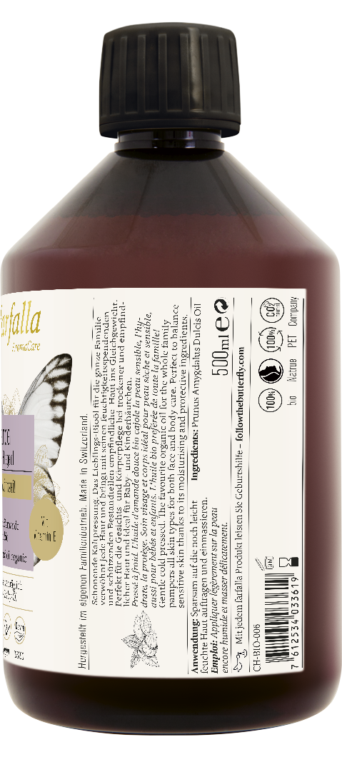 Farfalla – Mandel Bio-Pflegeöl, Verwöhnzeit, 500 ml