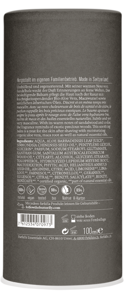 Farfalla Natural Aftershave Balm Sandalwood, 100ml