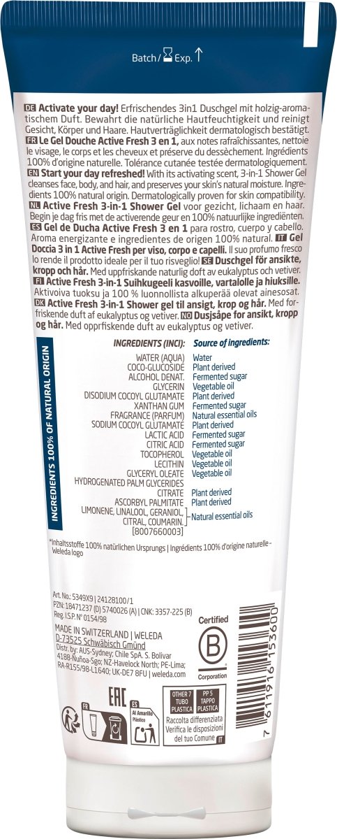 Weleda - For Men Active Fresh 3in1 Shower Gel, 200 ml - Weleda