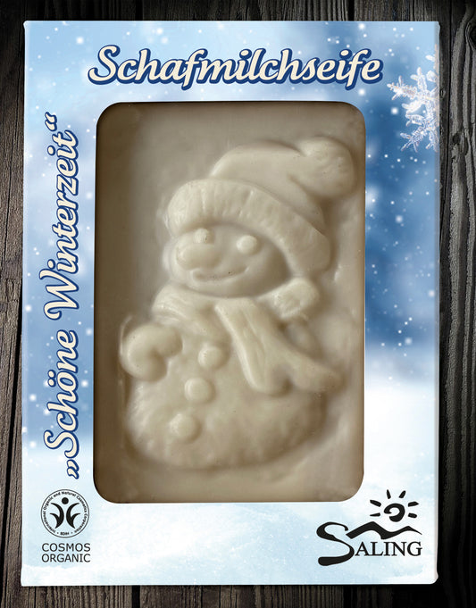 Saling Schafmilchseife "Schöne Winterzeit" Schneemann 85 g - die Naturcosmetic