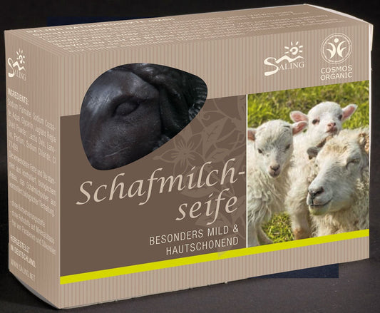 Saling Schaf schwarz in dekorativer Faltschachtel mit Sichtfenster 85 g - Saling